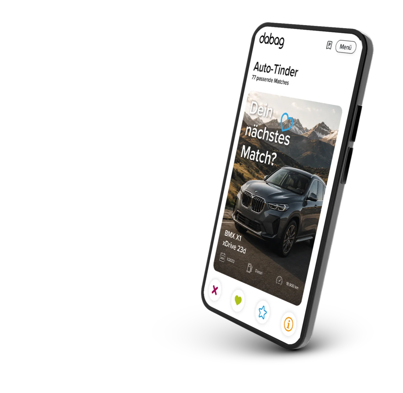 Smartphone mit der Auto-Tinder-Auswahl