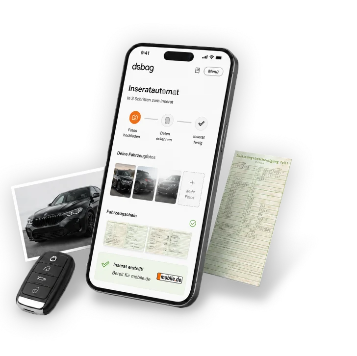 Smartphone mit automatisch erstelltem Fahrzeuginserat