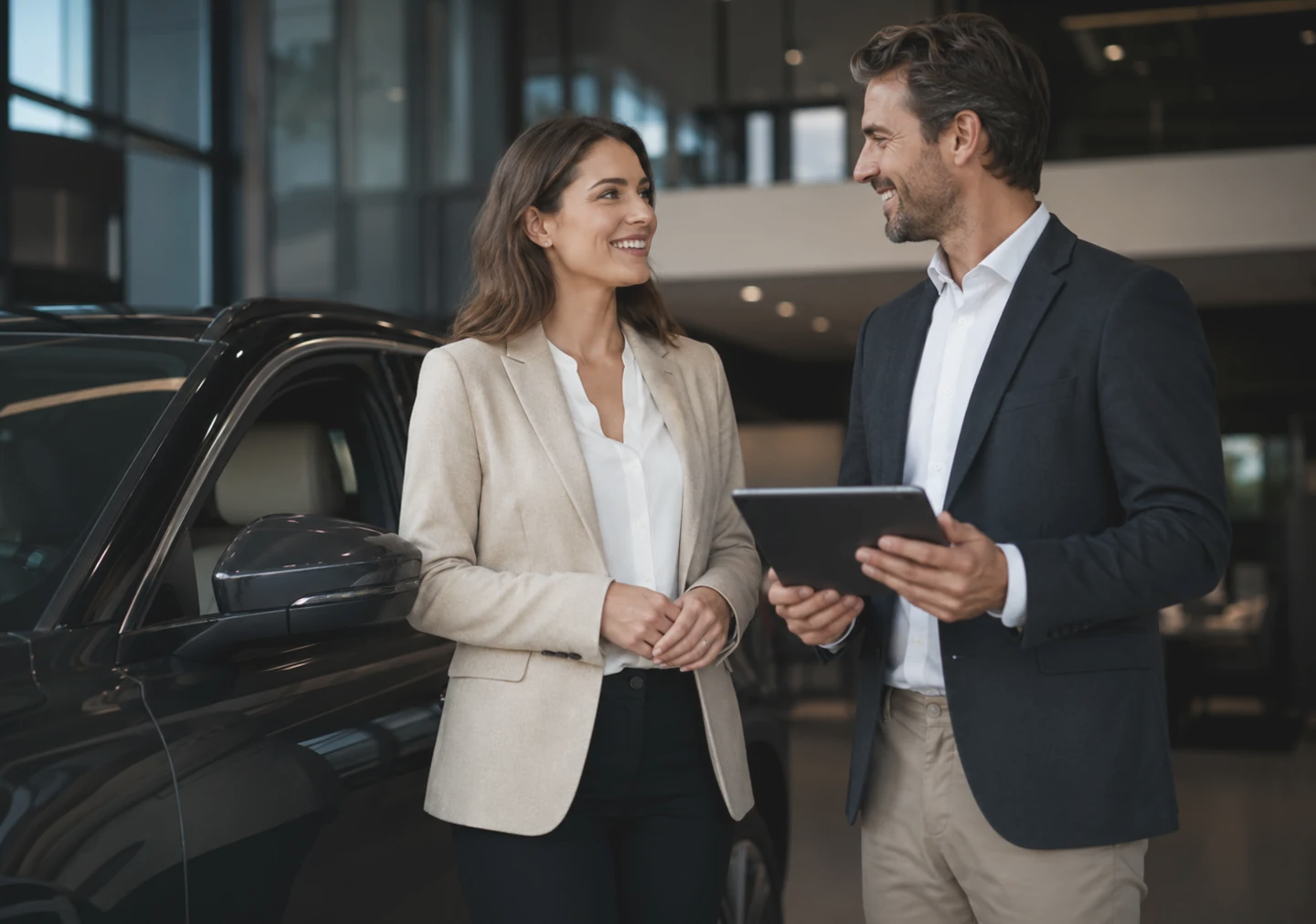 Paar im Gespräch in einem dabag Autohaus