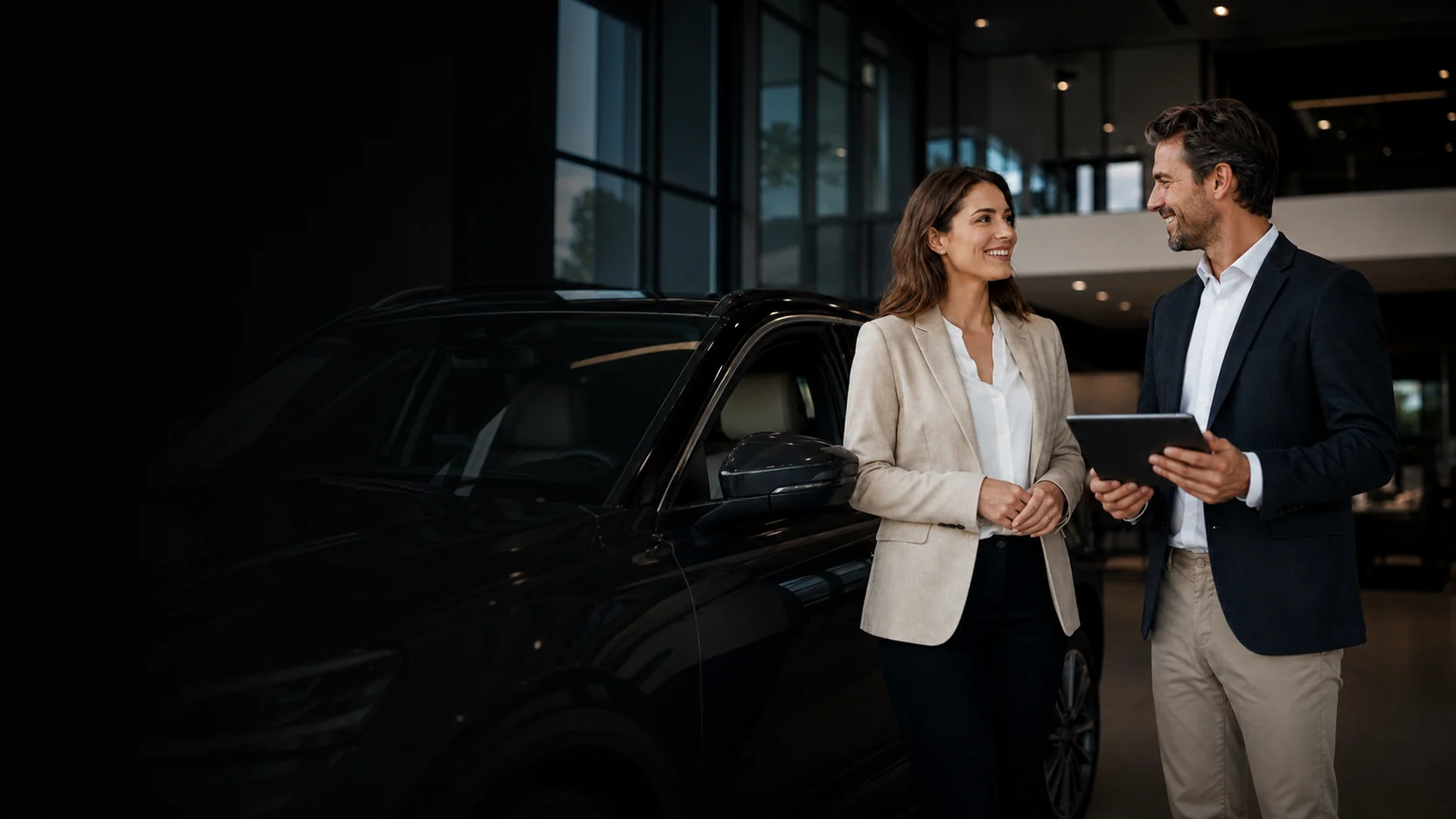 Paar im Gespräch in einem dabag Autohaus